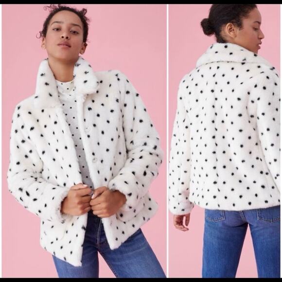 New LA VIE DOT FAUX FUR DALMATIAN COAT LARGE - Picture 1 of 7